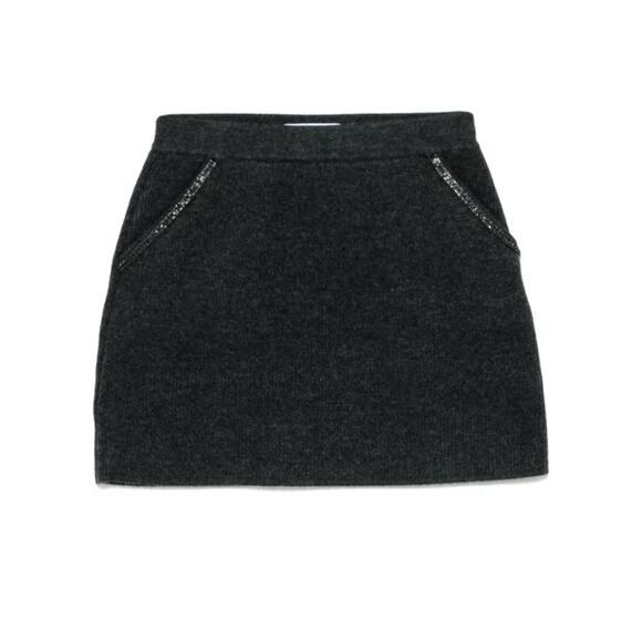 Self Portrait Grey Knit Embellished Mini Skirt in Grey M - Picture 5 of 5